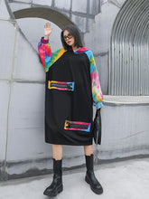 Women Stitching Loose Long Sleeve Dress
